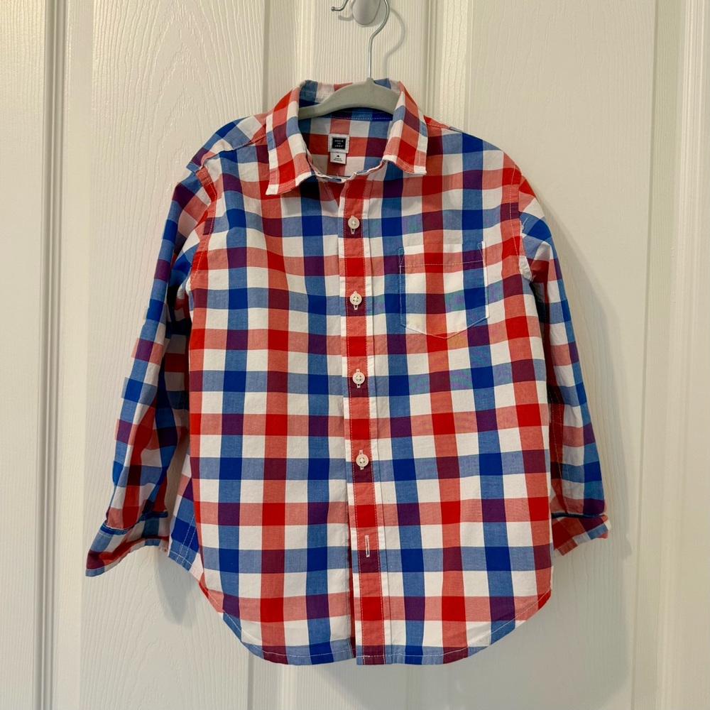 Boys 4T Janie and Jack Red, Blue & White Plaid Button-Down Shirt
